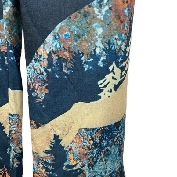 Drawstring Mountain Ombre Landscape Casual Pants Sz L - Picture 5 of 6